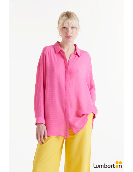 Camisa Oversise Fluida Rosa 11037