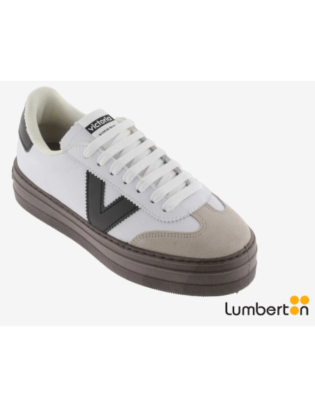 Zapato Blanco con detalalles Camel y V Marron