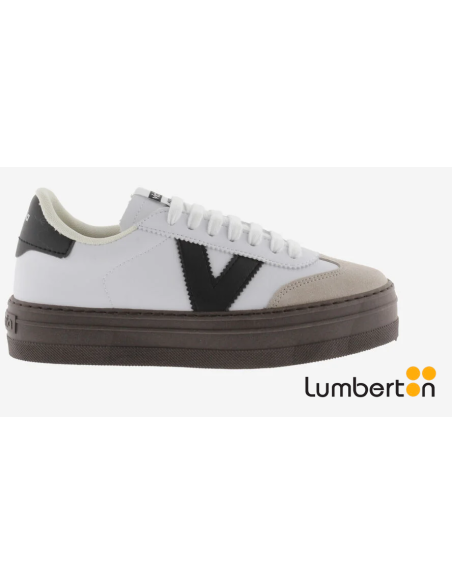 Zapato Blanco con detalalles Camel y V Marron