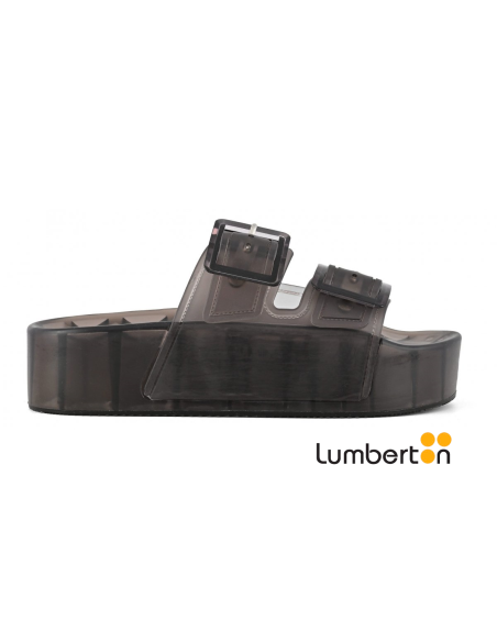 Sandalia Negra con plataforma con hebillasCHJ402