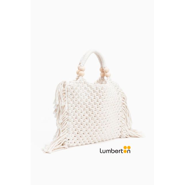 Bolso croché flecos bolas asa...