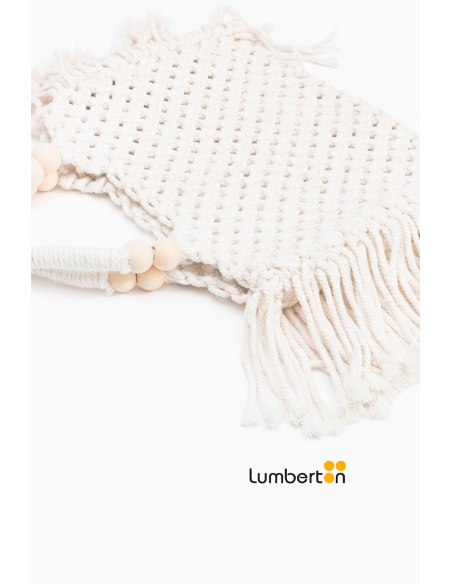 Bolso croché flecos bolas asa beigeSABRINA