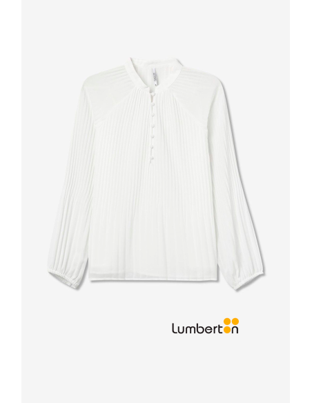 Blusa blanca olisada cuello mao botones m/l SOLARB