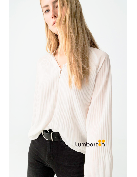 Blusa blanca olisada cuello mao botones m/l SOLARB