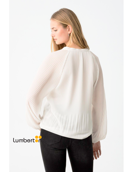 Blusa blanca olisada cuello mao botones m/l SOLARB