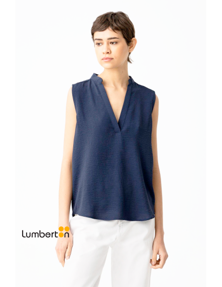 Blusa sin mangas "fluida" azul marina HAZELA