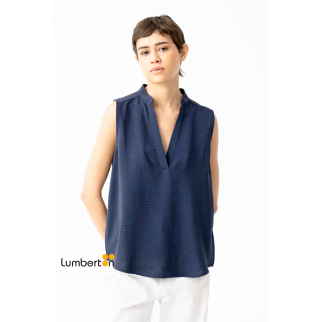 Blusa sin mangas "fluida" azul marina...