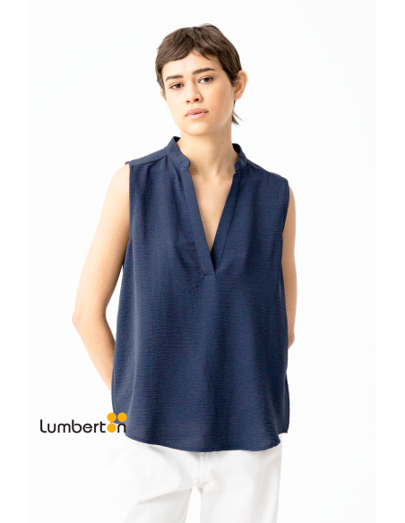 Blusa sin mangas "fluida" azul marina HAZELA