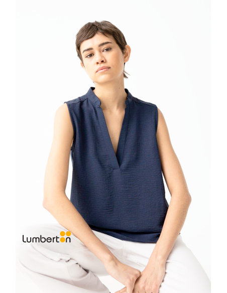 Blusa sin mangas "fluida" azul marina HAZELA