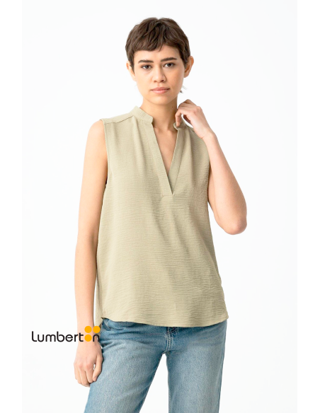 Blusa sin mangas fluida verde oliva HAZELV