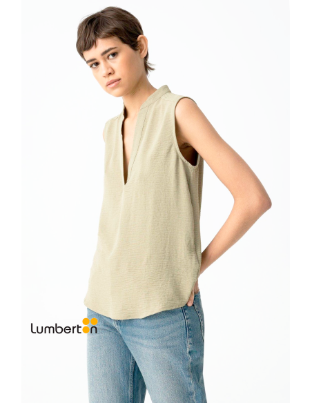 Blusa sin mangas fluida verde oliva HAZELV