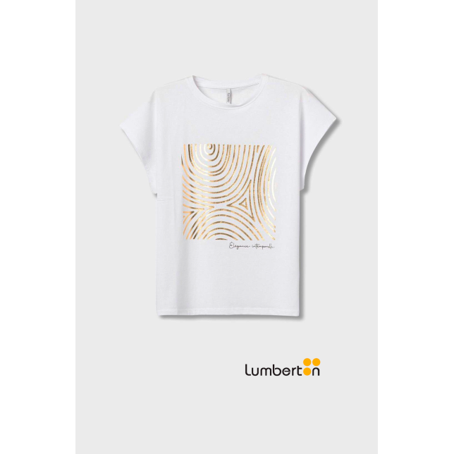 Camiseta algodón blanca estampado...