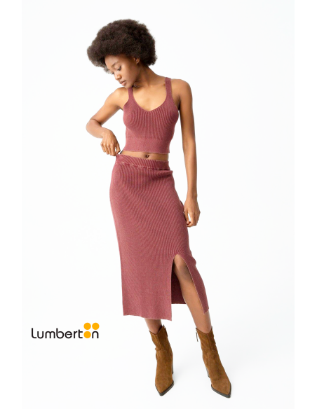 Falda punto tipo "tubo" color vino "burdeos" RAINEF