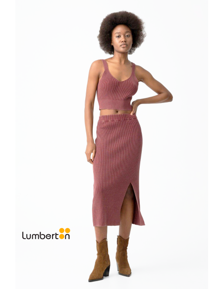 Falda punto tipo "tubo" color vino "burdeos" RAINEF
