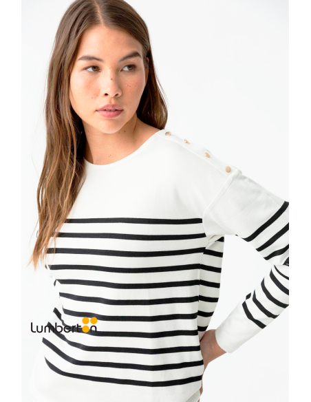 Sudadera blanca con detalle rayas VENICE