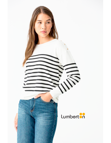 Sudadera blanca con detalle rayas VENICE