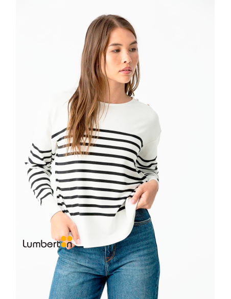 Sudadera blanca con detalle rayas VENICE