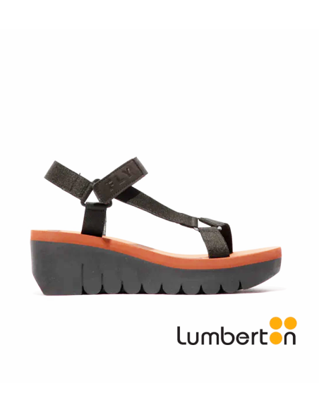 Sandalia negra detalle rojo YEFAM