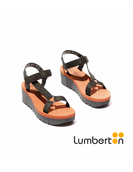 Sandalia negra detalle rojo YEFAM