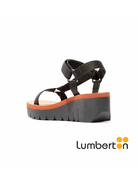 Sandalia negra detalle rojo YEFAM