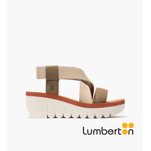 Sandalia beige y kaki tiras...