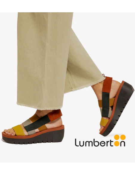 Sandalia multicolor tres tiras velcro cuña YERE