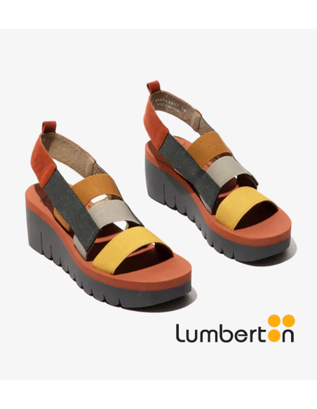 Sandalia multicolor tres tiras velcro cuña YERE