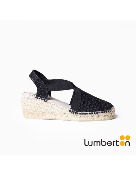 Sandalia de cuña negra + detalle brillante TRITON