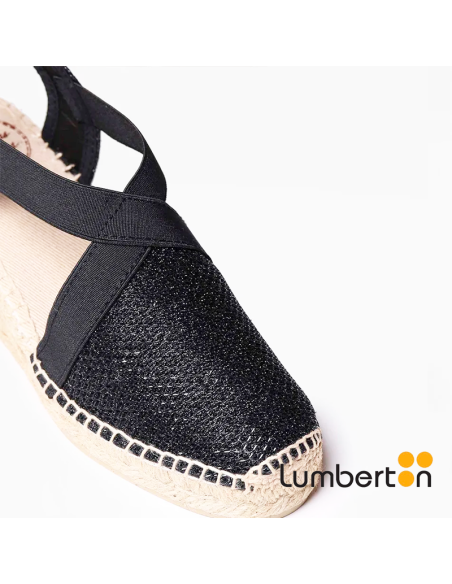 Sandalia de cuña negra + detalle brillante TRITON