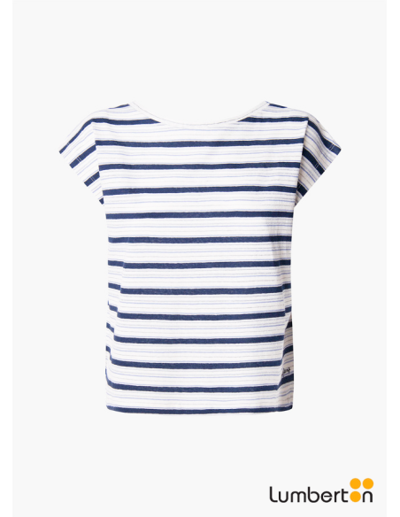 Camiseta de rayas azules y plata brillanteVANESSA