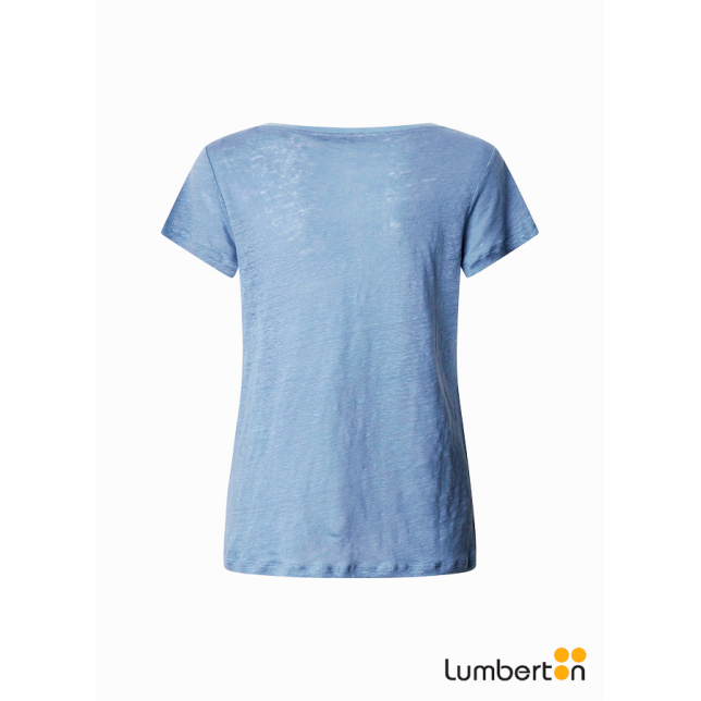 Camiseta básica azul con cuello...