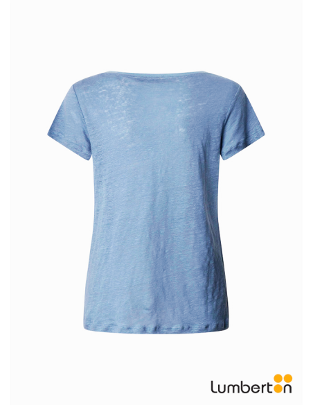 Camiseta básica azul con cuello picoMEGANA