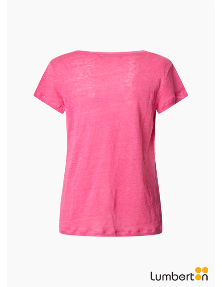 Camiseta básica fucsia de cuello picoMEGANF