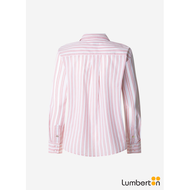 Camisa blanca rayas finas rosas