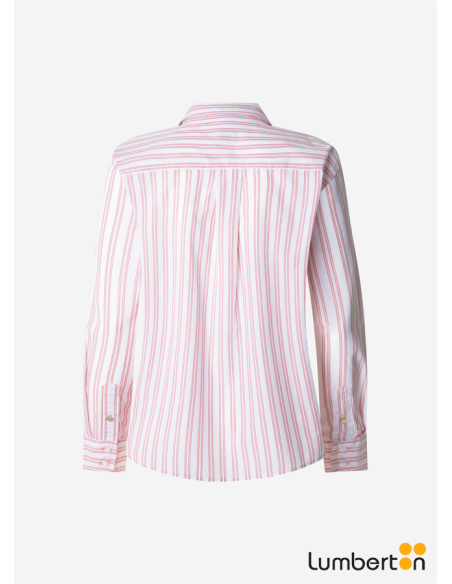 Camisa blanca rayas finas rosas