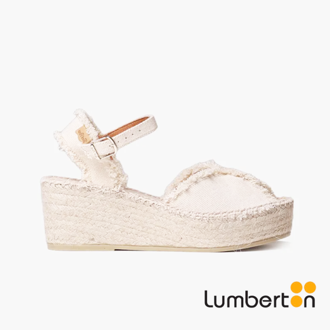 Sandalia blanca de cuña + detalle en...