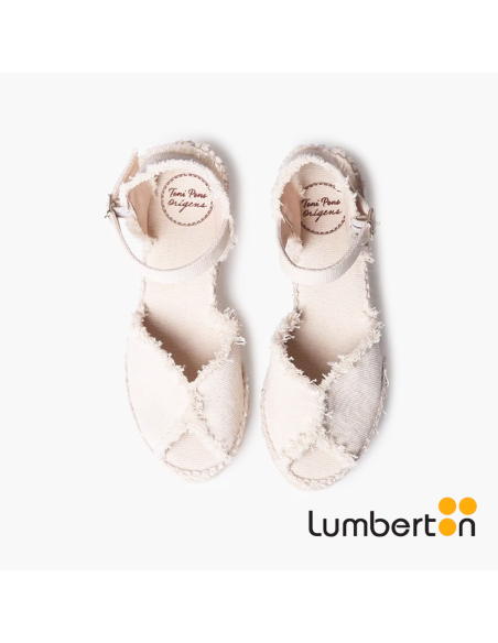 Sandalia blanca de cuña + detalle en costura ISAURA