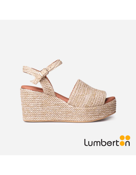 Sandalia de cuña plataforma beige TULIA