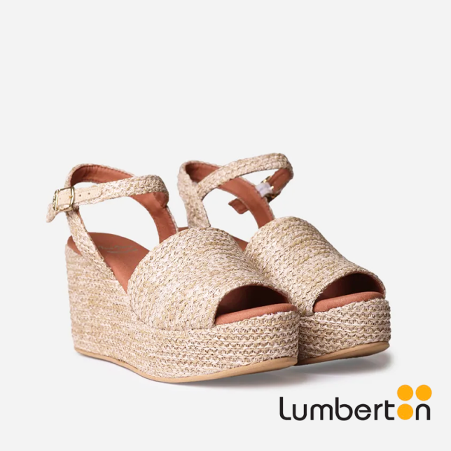 Sandalia de cuña plataforma beige TULIA