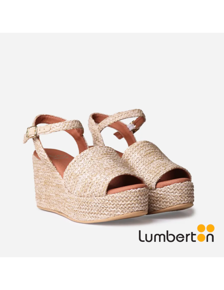 Sandalia de cuña plataforma beige TULIA