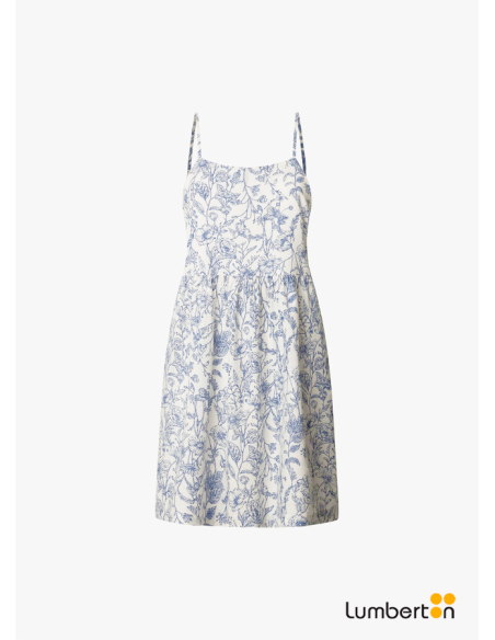 Vestido tirantes blanco estampado floral azulDIVINA
