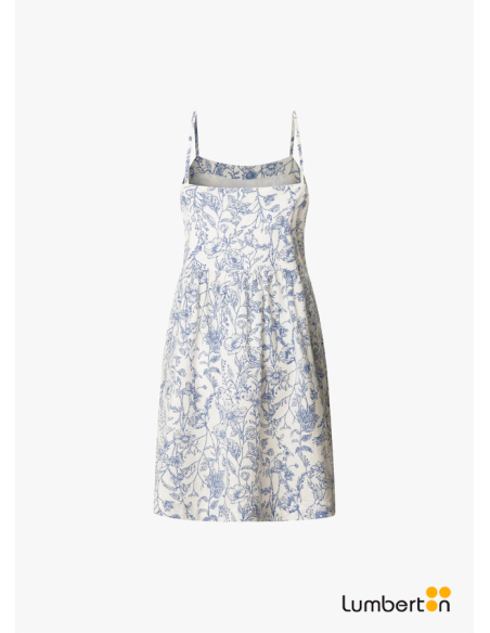 Vestido tirantes blanco estampado floral azulDIVINA