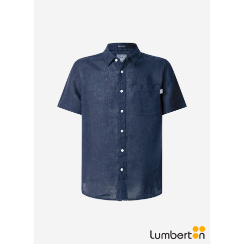 Camisa azul marino linoAMAROM