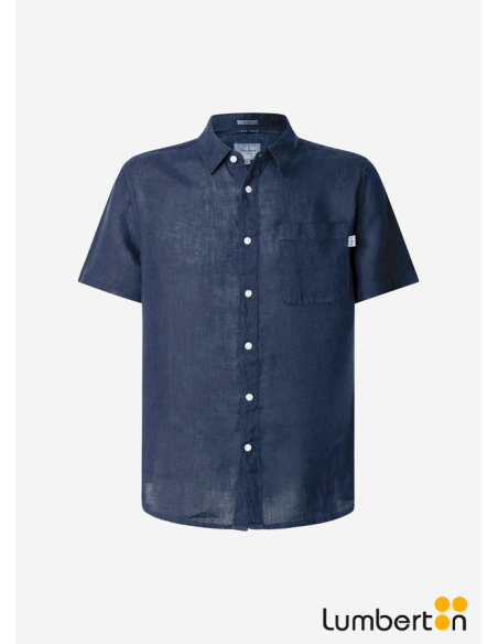 Camisa azul marino linoAMAROM