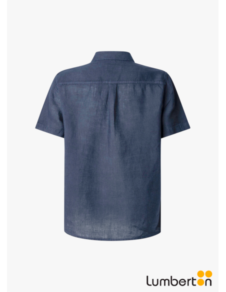 Camisa azul marino linoAMAROM