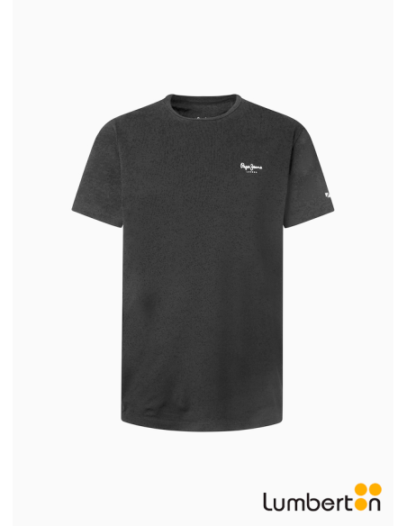 Camiseta básica negra logo pequeño al ladoBASICN