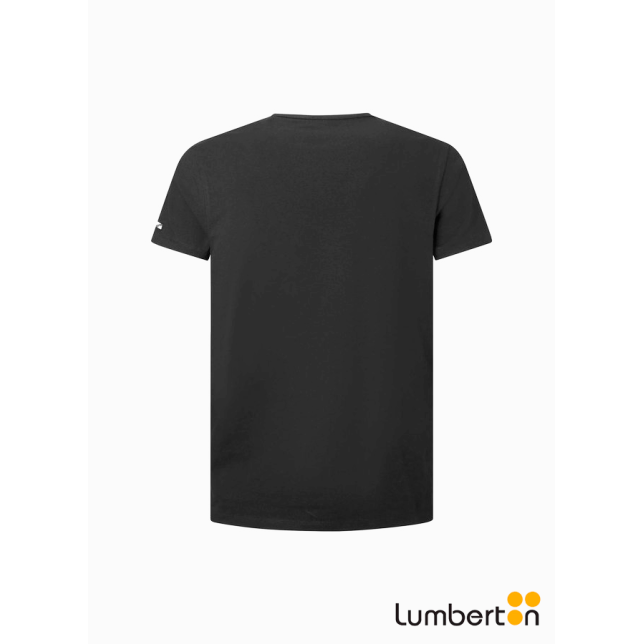 Camiseta básica negra logo pequeño al...