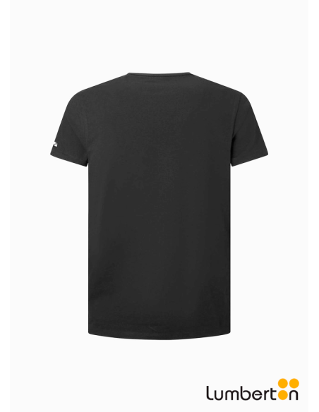 Camiseta básica negra logo pequeño al ladoBASICN