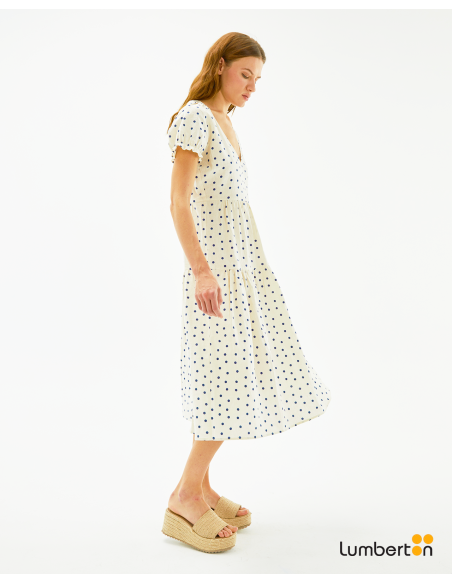 Vestido midi evasé estampado topos CrudoVE311