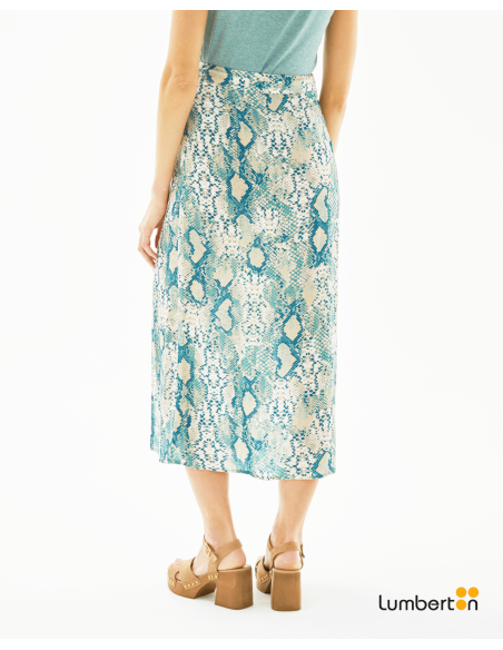 Falda midi evasé animal print TurquesaFA340